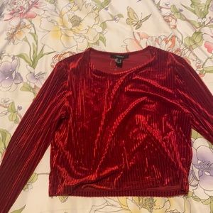 Red velvet Long-sleeves Blouse